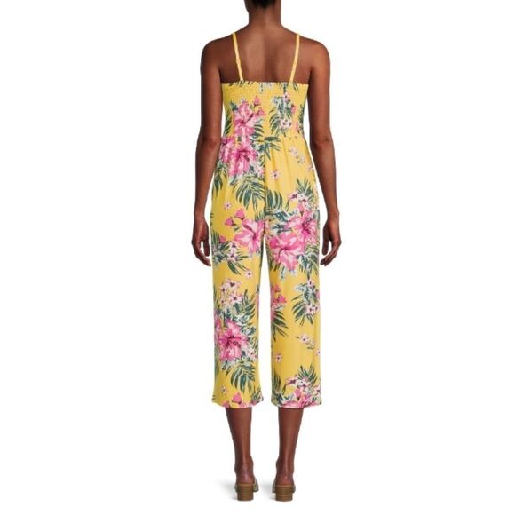 Women's Juniors Floral Strapless Tie Front Jumpsuit - Picture 5 of 7